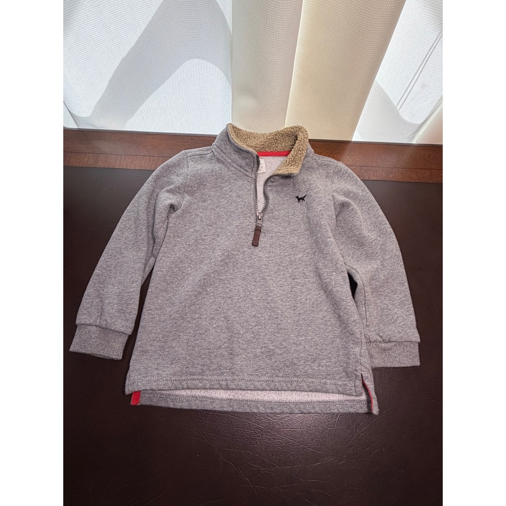 Carters Toddler Boys 5T Gray Quarter Zip Sherpa Fleece Pullover Sweater 28411413